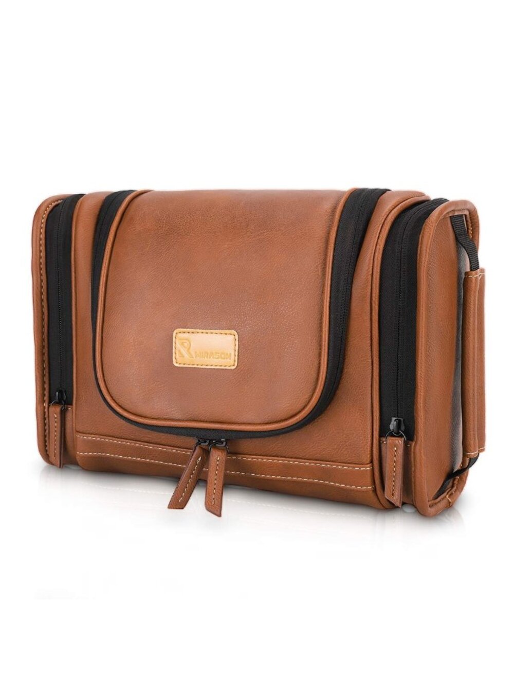 New Brown PVC Leather Hanging Toiletry Bag Waterproof Dopp Kit Travel Organizer